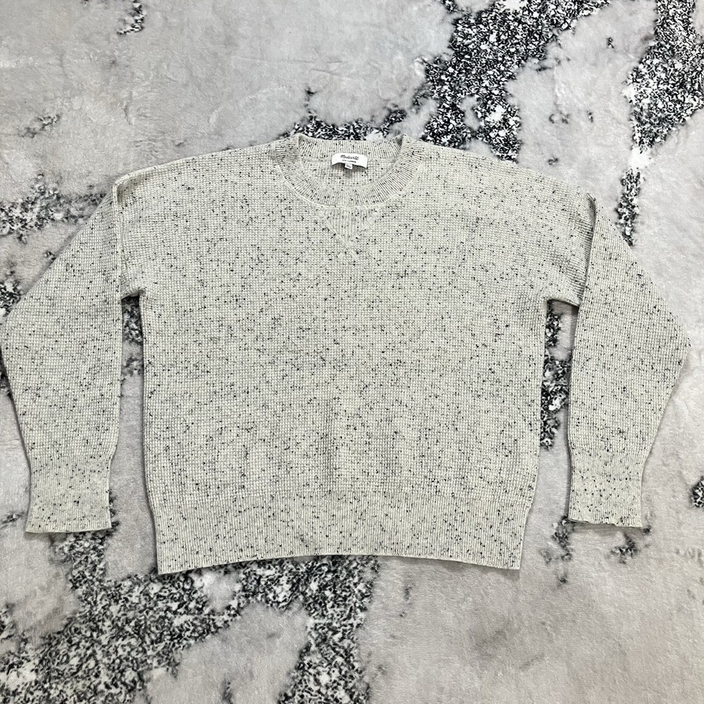 Madewell 100% Cashmere Sweater Womens Size M Heather Oatmeal Crew Neck Knit